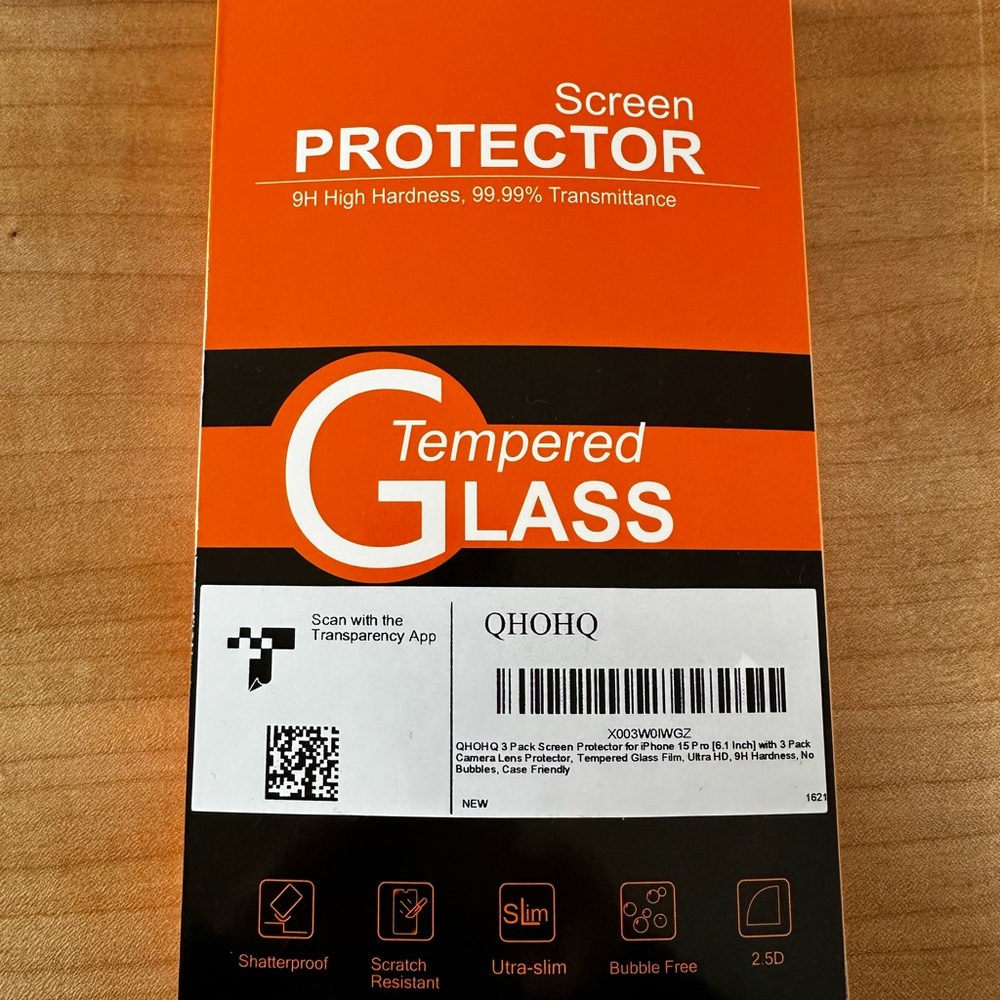 Iphone 15 Pro Tempered Glass Screen Protector (set of 3)